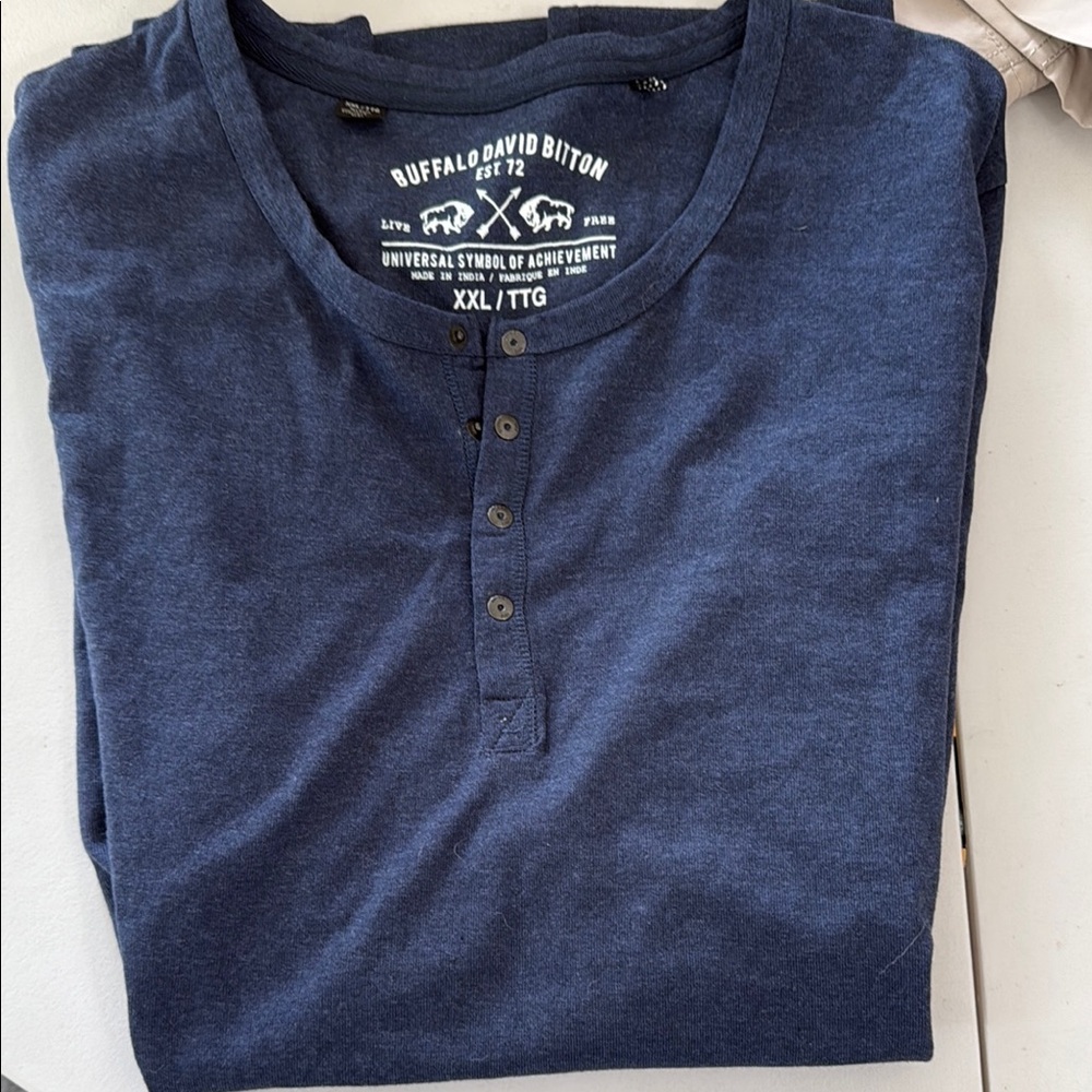 Buffalo David Bitton Men's Blue Henley Shirt